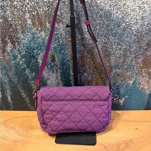 Patricia Nash Quilted Denim Bonny Crossbody in stunning Dark Pink (fusha) NWOT